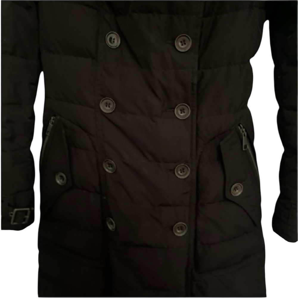 Burberry Brit Black Double-Breasted Down Puffer Coat/Fur Hood - Picture 4 of 14